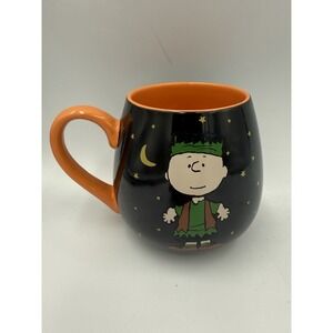 Peanuts Charlie Brown Halloween Black Orange Coffee Cup 20 Oz.‎ Stoneware